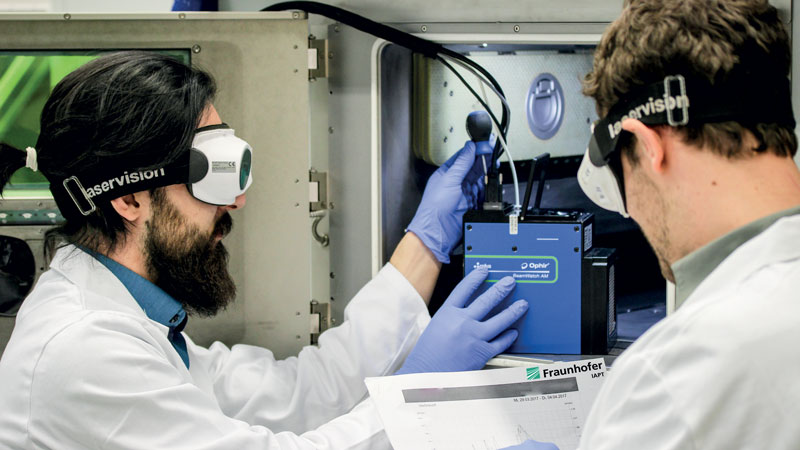 L’apparecchiatura Fraunhofer per le tecnologie di produzione additive IAPT per l’analisi del fascio in un impianto LBPF (©IAPT).