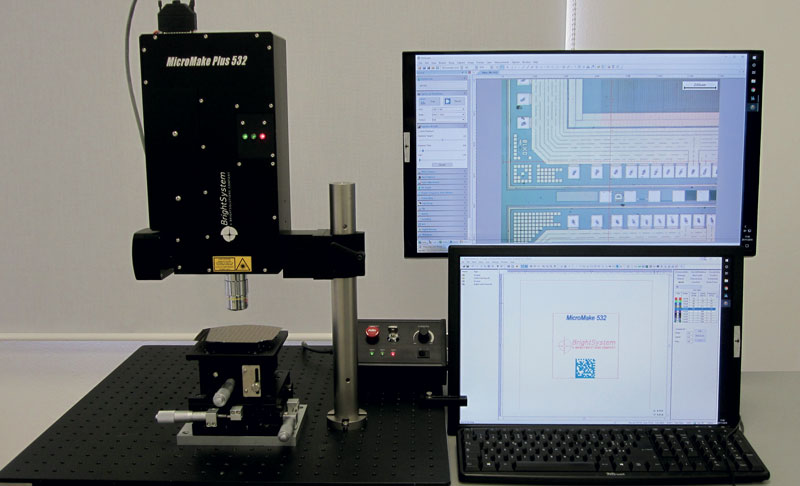 Stazione stand-alone di microlavorazione MicroMake. MicroMake è un sistema integrato Bright System di facile installazione ed utilizzo, pensato per micro-ablazione controllata ad alta risoluzione spaziale.