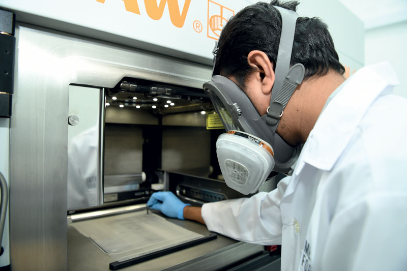 Camera di lavorazione di un sistema AM Renishaw. Camera di lavorazione di un sistema AM Renishaw.