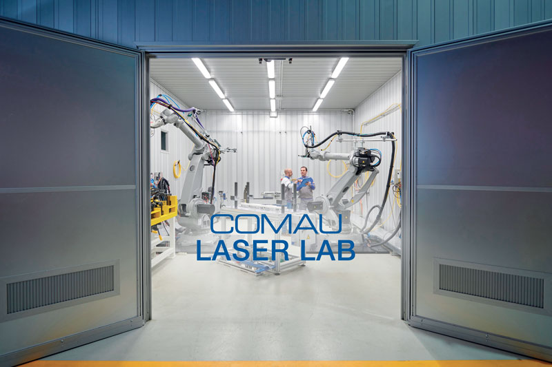Figura 4. Immagine del laboratorio laser di Comau per la convalida dei prodotti per la saldatura di batterie. (©Comau)