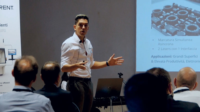 Andrea Marino di Coherent è intervenuto sul tema “Marcatura Laser, nuovi sviluppi nelle applicazioni avanzate”.