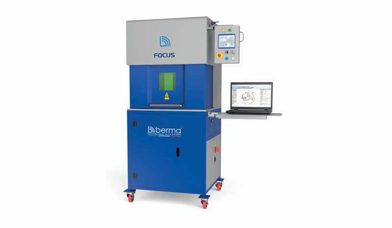 Berma propone la marcatrice laser anche in versione stand alone (modello FOCUS) e con gestione controllata dell’asse Z.