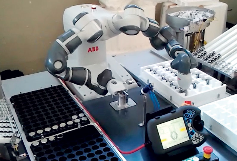 Idral is a classic example of a collaborative island, where all the robot potential is fully exploited to assemble the cartridges of timed taps.