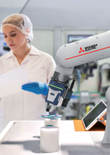 La soluzione integrata assicura i requisiti di sicurezza per l’interazione operatore-robot. La soluzione integrata assicura i requisiti di sicurezza per l’interazione operatore-robot.
