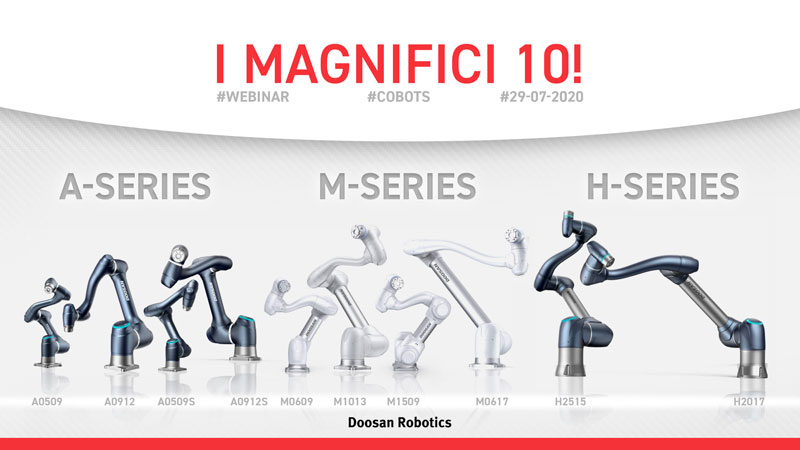 Il 29 luglio verranno presentati online da Homberger i nuovi cobot Doosan