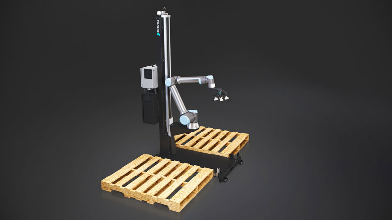 La Robotiq Palletising Solution offre controllo di movimento ottimizzato e sincronizzato sia per il cobot sia per il settimo asse