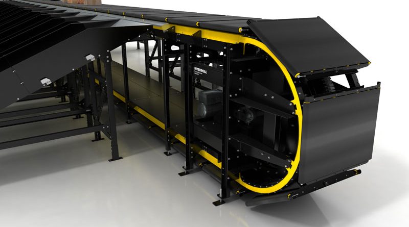 Interroll presenta lo smistatore automatico verticale Crossbelt Sorter MX 018V.