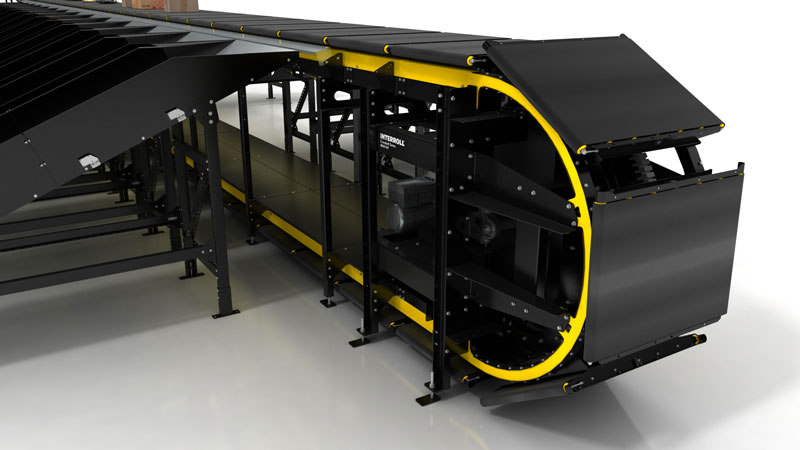 Interroll presenta lo smistatore automatico verticale Crossbelt Sorter MX 018V.