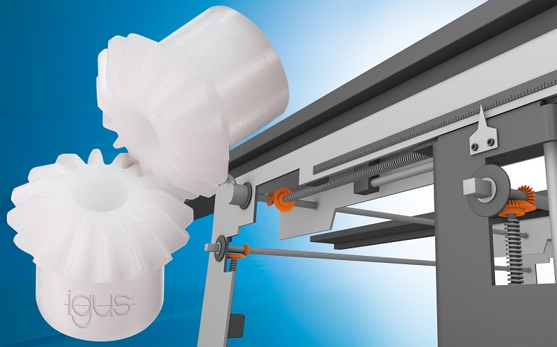 Gli ingranaggi conici di igus sono nei materiali plastici iguform S270 e igutek P360.