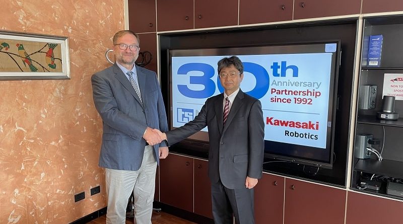 Tiesse Robot e Kawasaki Robotics festeggiano 30 anni di partnership.