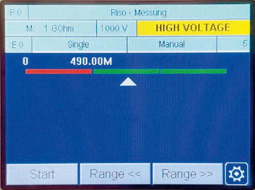Quando inizia la misura con RESISTOMAT 2411, al campione da testare viene applicata una tensione di prova di 1.000 V.