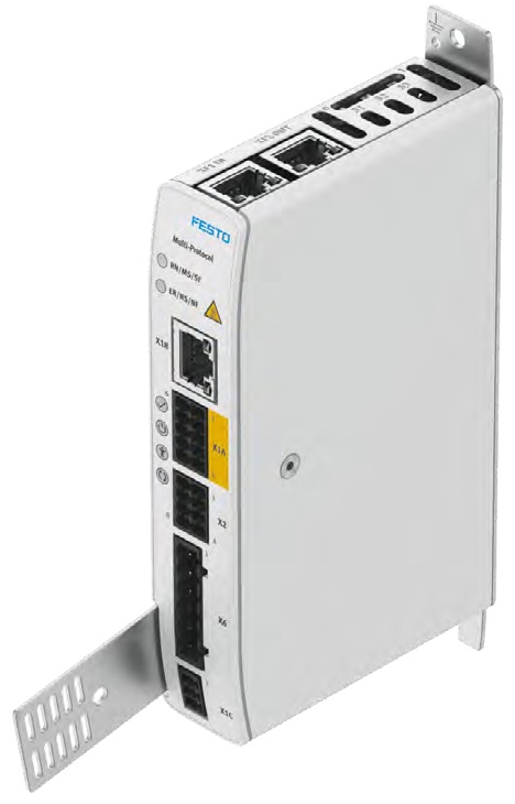 La combinazione dell’unità valvole con l’azionamento elettrico multiprotocollo CMMT-ST consente la regolazione durante il ciclo, in termini di pressione e velocità.