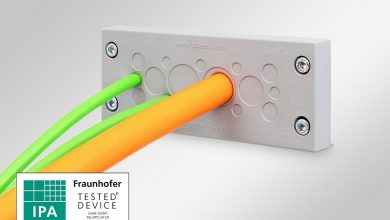I supporti passacavo a membarana di icotek sono stati testati e certificati dal laboratorio Fraunhofer IPA e possono essere utilizzati in camera bianca con classificazione ISO Classe 1. Immagine: icotek Italia SRL