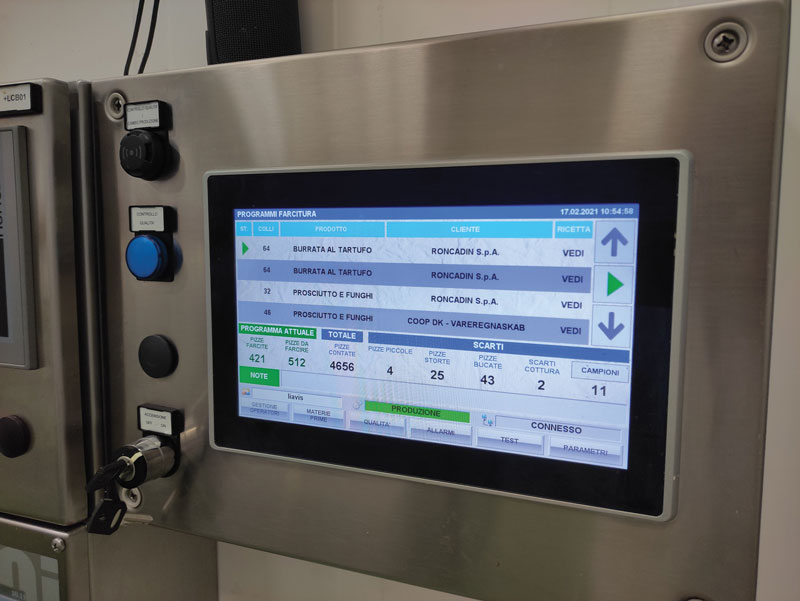 Col panel PLC XV300, Megic Pizza può gestire le varie qualità di pizza e le eventuali variazioni.
