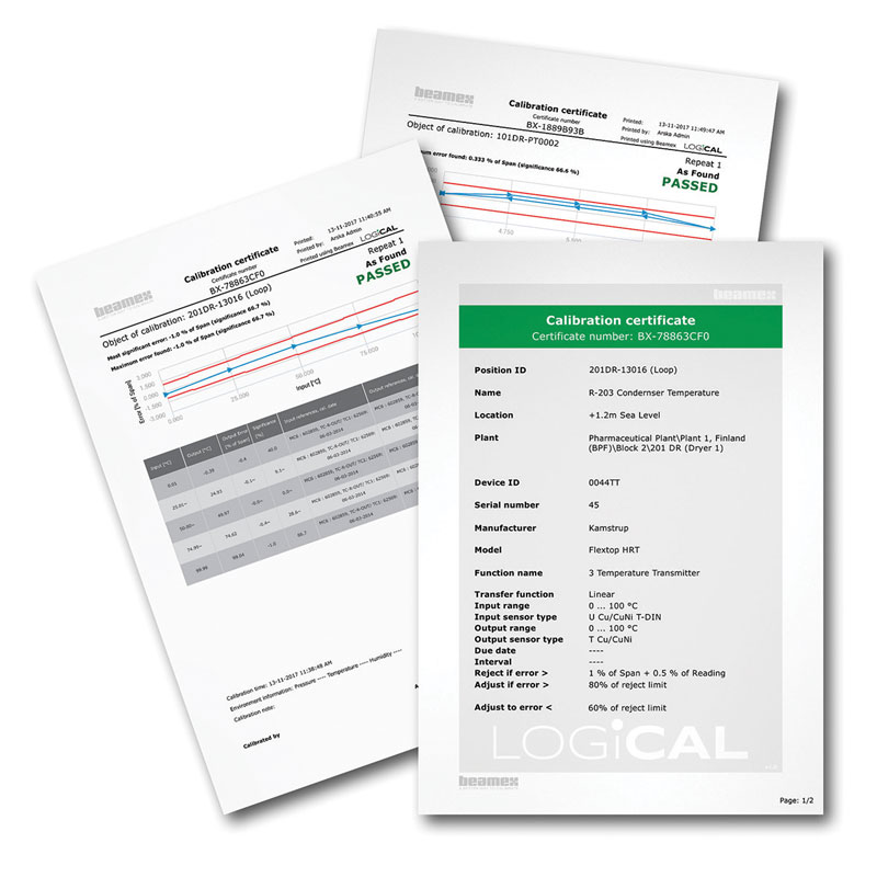 Example  of a calibration document  which can  be produced  in digital  and paperless format.   1 20