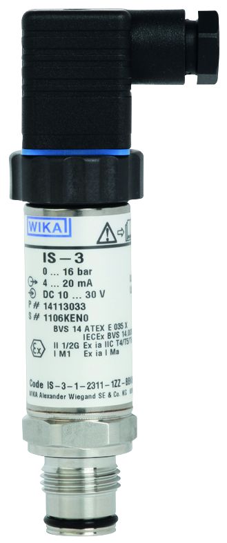 Sensore di pressione sicurezza intrinseca Ex ia modello IS-3 di Wika.