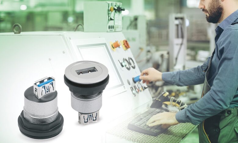 Le nuove prese da incasso USB e RJ45 consentono di integrare interfacce facilmente accessibili in armadi, quadri elettrici o aree di comando. Immagine: norelem, Adobestock