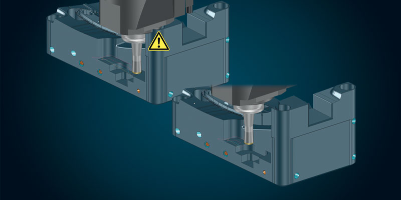Eliminazione della collisione con la testa mediante riduzione automatica dell’area di fresatura.