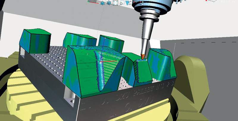 hyperMILL®: videata di una lavorazione di finitura con fresa a barile a passate da 3 mm.