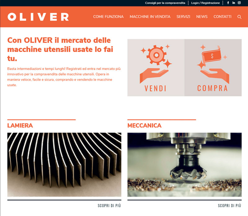 OLIVER è il primo marketplace al mondo esclusivamente dedicato alla compravendita online di macchinari industriali usati.