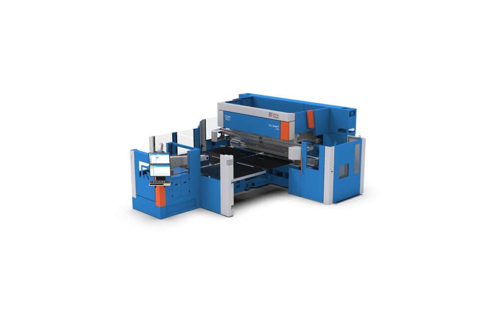  La pannellatrice semi-automatica BCe Smart+, di Prima Power combina flessibilità e produttività, è predisposta per l’integrazione con un robot industriale a 6 o 7 assi.