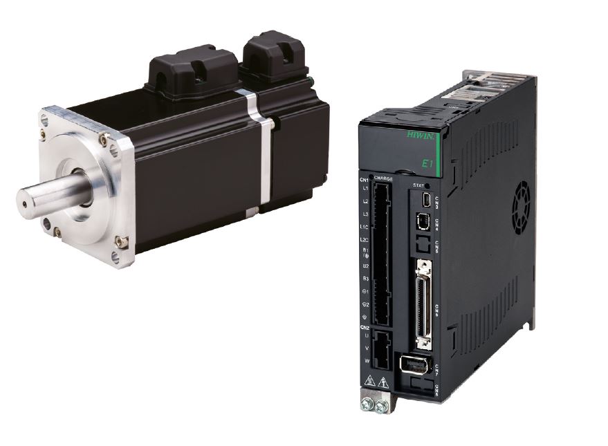 I motori brushless (in alto) completano il sistema di automazione HIWIN con una soluzione potente, compatta e ottimizzata per l’uso insieme agli azionamenti E1 (in basso).
