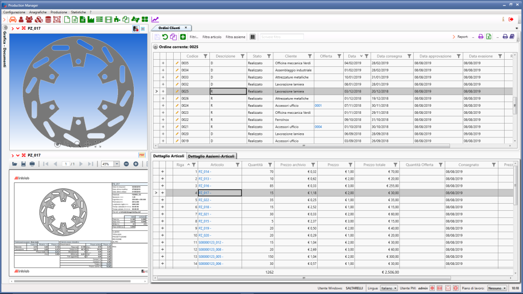 Fig.3 - Production Manager può integrarsi con ERP già presenti in azienda, garantendo continuità negli investimenti già effettuati.