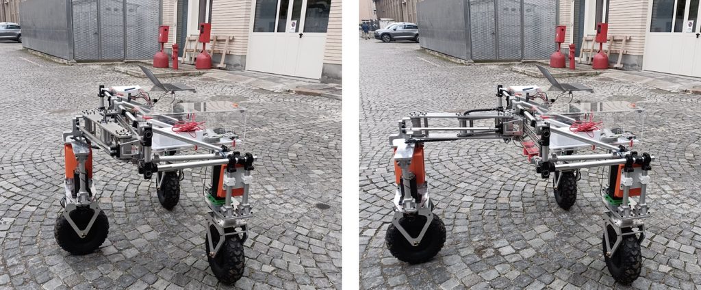 AgriMaRo.Q è un robot mobile con struttura a portale per le operazioni in serra, progettato per integrare un manipolatore parallelo a cavi con end-effector intercambiabile.