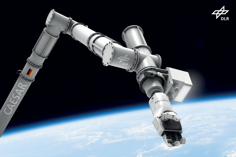 Il braccio robotizzato CAESAR è stato sviluppato da DLR e viene utilizzato all’esterno della ISS per svolgere attività di servizio per esperimenti scientifici e tecnici.