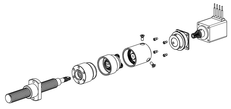 Exploded drawing of the new actuator.