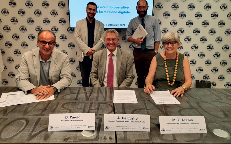 È stata siglata un’intesa CNA Lombardia, l’ente di formazione Ecipa Lombardia e il MADE, Competence Center per l’Industria 4.0 per la definizione e la costruzione di percorsi formativi a favore della digitalizzazione delle micro e piccole imprese del territorio.