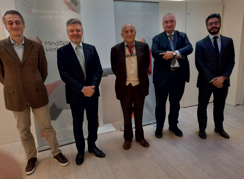I relatori della conferenza stampa di MindSphere World tenutasi il 28 ottobre al Politecnico di Milano.