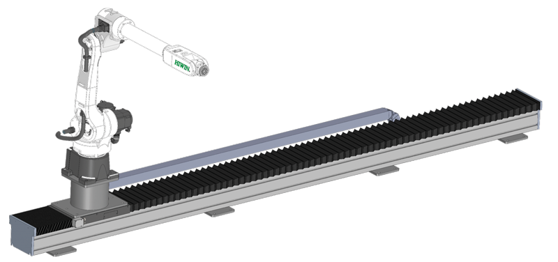 Un applicazione di Robot HIWIN con asse esterno.