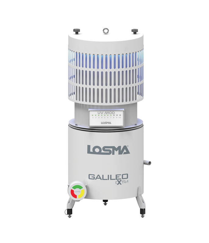 Con UV Mod, l’aria inquinata dai processi manifatturieri viene aspirata all’interno della camera di filtrazione di GalileoExtra venendo in questo modo depurata da nebbie oleose, vapori ed eventuale micro particolato.