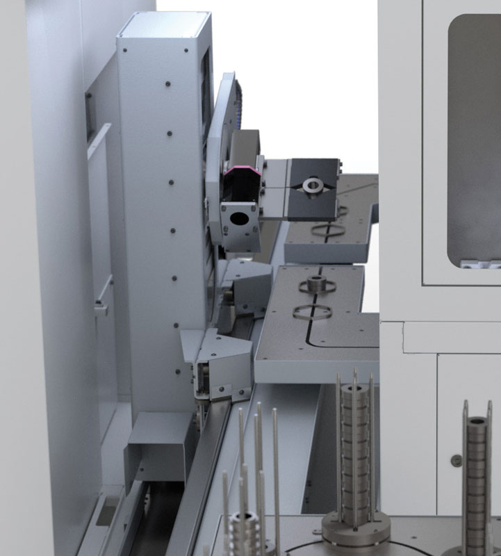 Come per tutte le macchine Modular Standard di EMAG, la struttura unitaria con automazione integrata e la qualità dei sistemi di automazione del tornio VL 3 DUO permettono di concatenare in maniera semplice diverse tecnologie come la tornitura, la dentatura a creatore e la sbavatura.