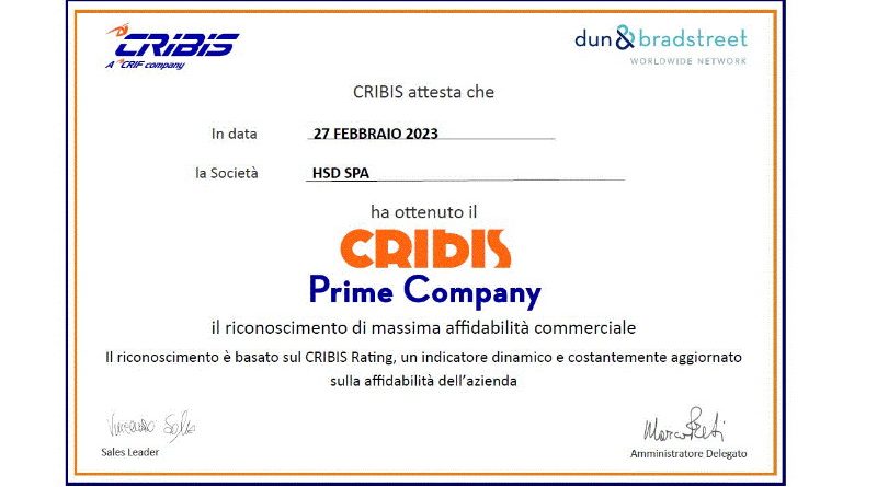 HSD nominata Prime Company 2023 da CRIBIS